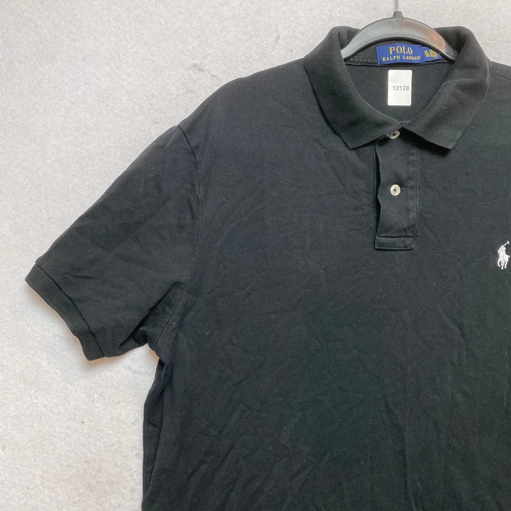 Polo Ralph Lauren Polo Shirt Mens XL Black Short Sleeve Custom Slim Fit Logo